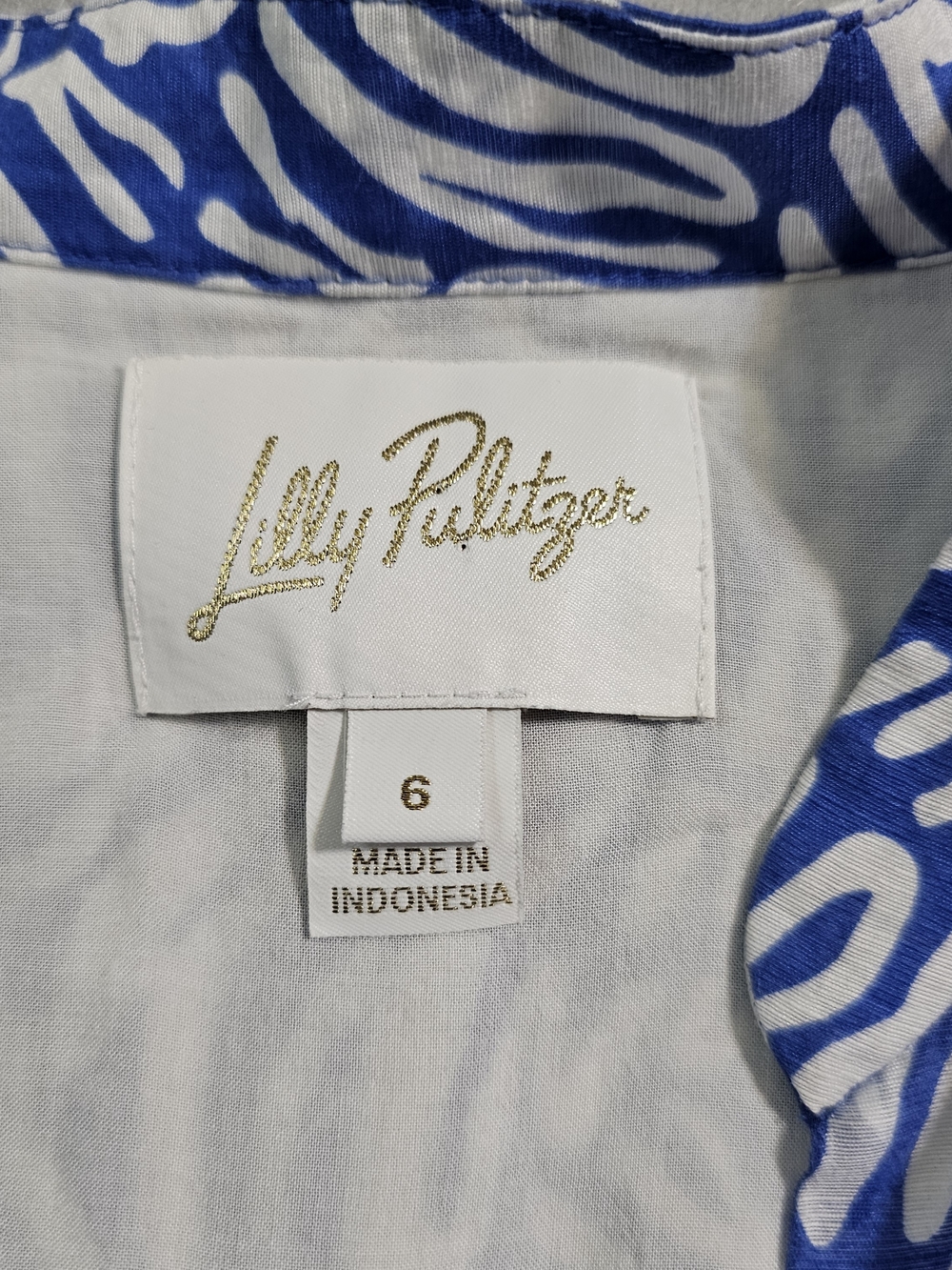 Lilly Pulitzer Blue White Zebra Print Linen Blend Mini Dress Size 6 Boho Preppy - Picture 4 of 10
